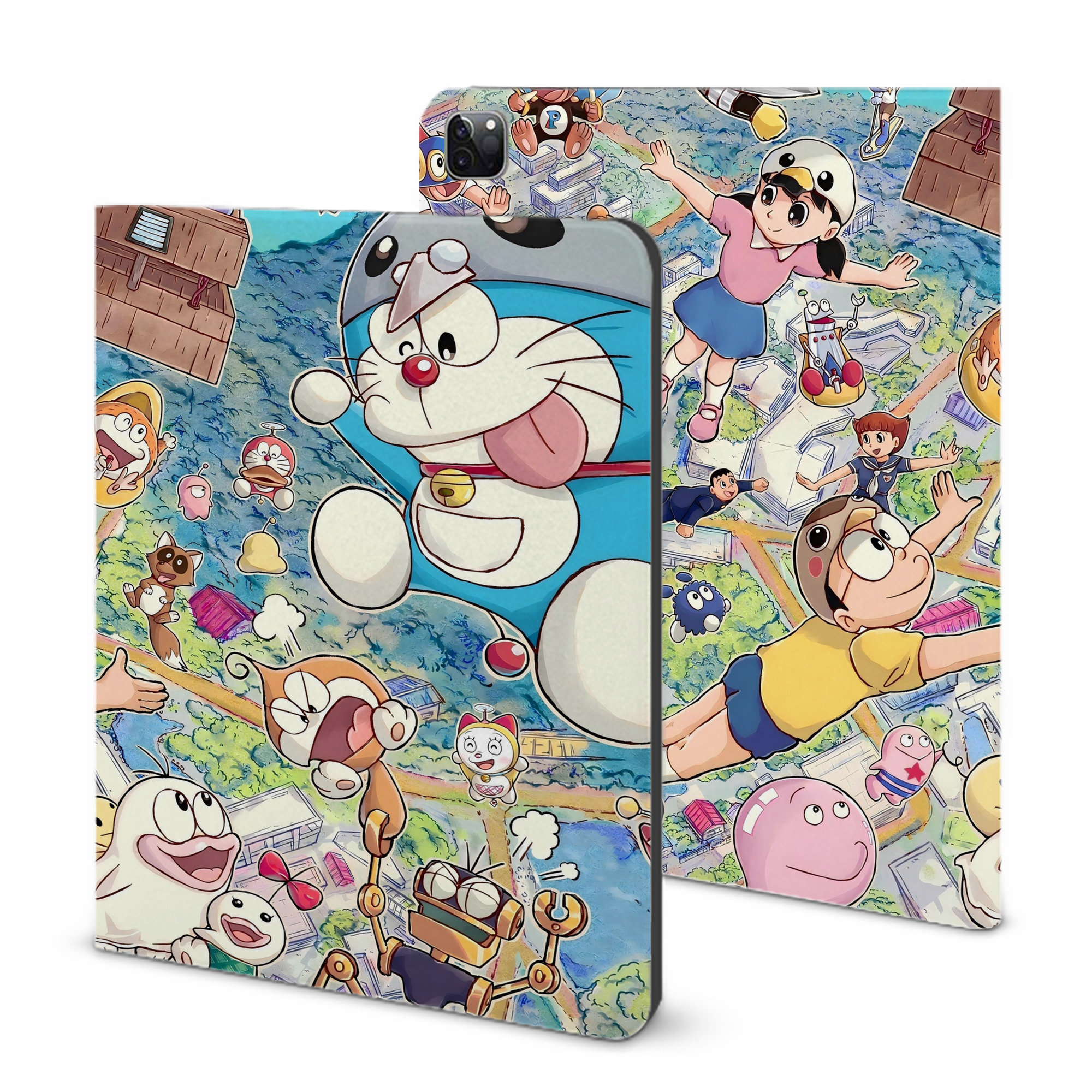 （画像用） ドラえもん Doraemon IPad ケース ブック型 PUレザー TPU 耐衝撃 軽量 薄型 ペン収納なし 全面保護 IPad 各モデル対応